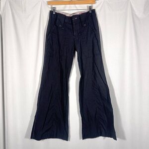 Burning Torch Pinstripe Wide Leg Low Rise Pants